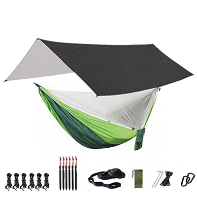 ZMJYH Banco de suspensión móvil, Hamaca Acampar con Red de Arco y Plano de Rodadura, 118x118in Portátil Impermeable,2,290 x140cm