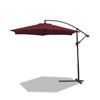 BMOT Sombrilla de Aluminio Ø300cm con manivela Base fácil Transporte Parasol Grande jardín terraza Patio Playa balcón