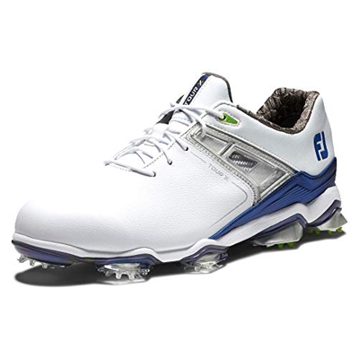 FootJoy Tour X, Zapatos de Golf Hombre, Blanco Azul Marino Verde Lima, 44.5 EU