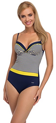 Feba Monokini Moldeador de Silueta Push Up Bañadores Trajes de Baño 1 Pieza Ropa Vestidos Playa Verano Mujer F28 (Patrón-333, EU Cup 85C / 42 = ES (Cu