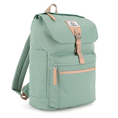 SEVENTEEN LONDON - Mochila 'Fulham' Moderna y Elegante en Verde Pastel, de diseño y Estilo clásico computadora portátil de hasta 13"