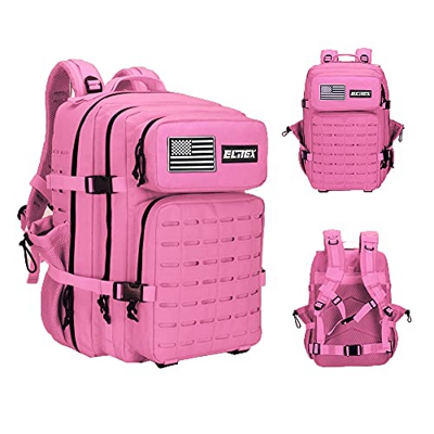 ELITEX Mochila 45L 2021 Táctica Militar Bandera USA Impermeable Deportiva Caza Aire Libre Deportes Gimnasio Portatil Oxford 900D (Rosa)