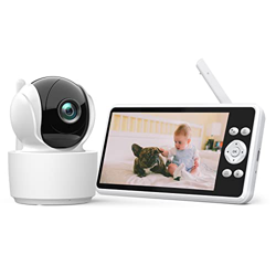 5.0’’Vigilabebés con cámara,4000mAh Battery,Control de rotación de la Lente,VOX Automatic Wake-up, Night Vision,Two Way Talk,Temperature Monitoring características