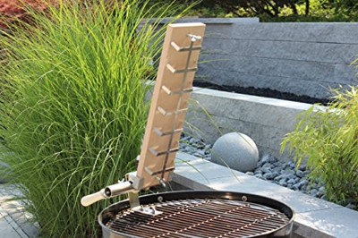 Tabla de salmón flameado profesional, 50 x 14 cm, para parrillas, soporte V2A