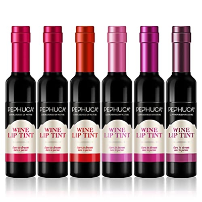 Wine Lip Tint - Wine Lip Tint - Wine Lip Tint - Botella de vino de 6 colores mancha de labios, labiales mate larga duracion Impermeable pintalabios re