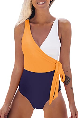 CUPSHE Bañador de Mujer Anudado Color Block Traje de Baño, L