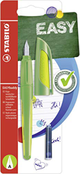 Stabilo EASYbuddy - Pluma estilográfica escolar con pluma para principiantes, color verde y verde (tinta azul borrable), incluye cartucho. en oferta