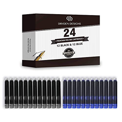 Dryden Designs Cartuchos De Tinta Para Pluma Estilográfica (12 Negro and 12 Azul Cartuchos de Tinta) precio