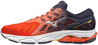 Mizuno Wave Ultima 12, Zapatillas Hombre, Mandarine Red/Silver/Ombre Blue, 45 EU