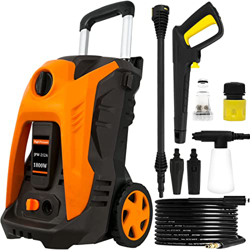 TKSE - Limpiador a presión de 1800 W con manguera de alta presión, 4 tipos de boquillas, limpiador de presión para jardín, coche, terrazas características