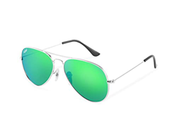 HELBEK ORVILLE | Gafas de Sol aviador. Ligeras y Resistentes - Protección UV400 + Lentes Polarizadas. [Verde Espejo] características