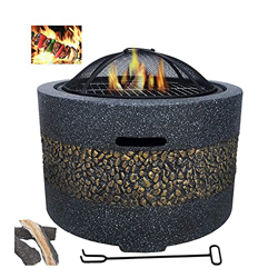 FGVDJ Mesa Redonda para Parrillas para Barbacoa, Parrillas para Barbacoa de leña, Parrilla para Barbacoa al Aire Libre, con Pantalla de Malla, Gancho  precio