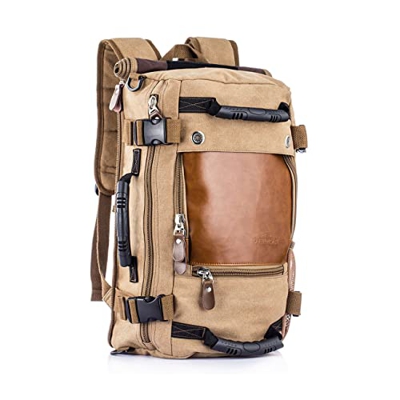 OVERMONT 35L Multifuncional portátil Vintage Mochila Bolsa Macuto de Lona Cuero para excursión Camping Senderismo Acampada Viaje activiadad al Aire Li