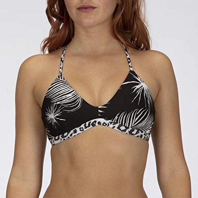 Hurley W Floreetah Adj Surf Top Partes De Arriba Bikini, Mujer, Black Palm, M