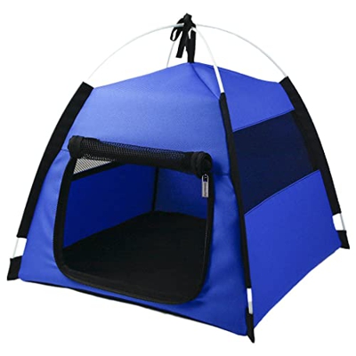 MagiDeal Tienda de campaña Plegable para Mascotas Casa Cueva Dormir Nido Desmontable para Perros Gatos Acampar en Interiores - Blue