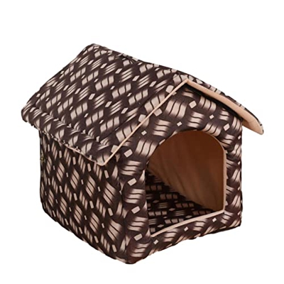Casas para perros, casa para perros de interior, estilo de leopardo de moda portátil plegable para gatos grandes, para perros y conejos, suministros p