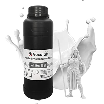Resina de impresora 3D Voxelab, resina 3D de curado UV de 405nm con alta precisión y curado rápido y superficie lisa para impresión LCD 3D (500g, blan