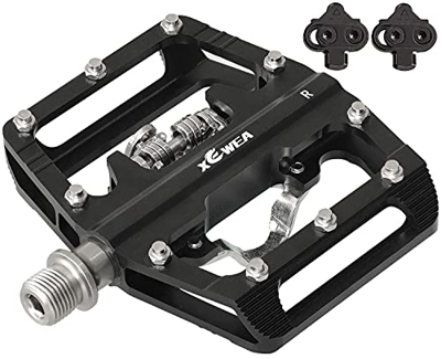 TacoBey Pedales de Bicicleta compatibles con Shimano SPD Mountain Clipless Pedales, 3 sellados, Antideslizantes, de Fibra de Nailon Ligera y de aleaci