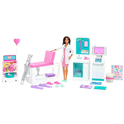 Barbie Doctora con Clínica médica, muñeca con accesorios de medicina de juguete. Incluye juego de escayolas de plastilina (Mattel HFT68) en oferta