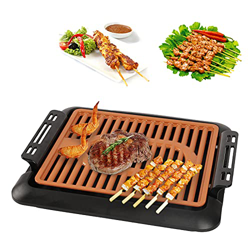 Barbacoa eléctrica de mesa, barbacoa de 1000 W, barbacoa eléctrica con placa revestida Teppanyaki para fiestas, balcón, interior y exterior (UE) características