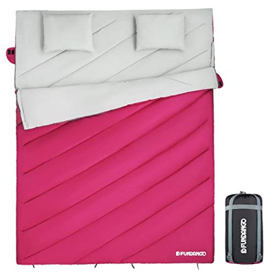 FUNDANGO - Saco de Dormir Doble para 2 Personas, con sobre, Compacto, Impermeable, cálido, Ideal para Acampada, Senderismo y Senderismo