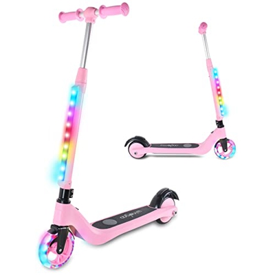 TOEU Patinete electrico niños, Patinete electrico niños 3 a 10 añosbarra en T de Altura Ajustable, Rueda Delantera de 5.3 Pulgadas, hasta 8 km / h, Re