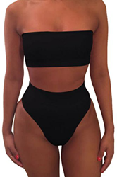 Viottiset Conjunto de bikini de cintura alta con correa extraíble para mujer, color negro precio