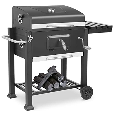 Carro de barbacoa, parrilla de carbón vegetal, parrilla XXL, incluye 3 parrillas, abridor, cenicero, estantes con ganchos, chapa de carbón ajustable y