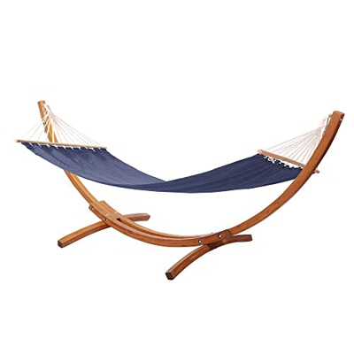 Red deco Outdoor Hamaca con Soporte de Madera Nido 317x119 cm y Lona 200x100 cm Gris Oscuro