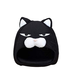 zlw-shop Camas Casa de Copa de Gato Invierno vellón cálido Lavable Suave Perro Nido Gato Cueva Tienda for Mascotas Dormir Cama Gato (Color : Black, Si características