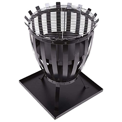 FGVDJ Canasta de Fuego de Metal para Exteriores, terraza, jardín, Barbacoa, Chimenea, Parrilla para Bandeja de carbón con Placa Inferior, Hierro Negro