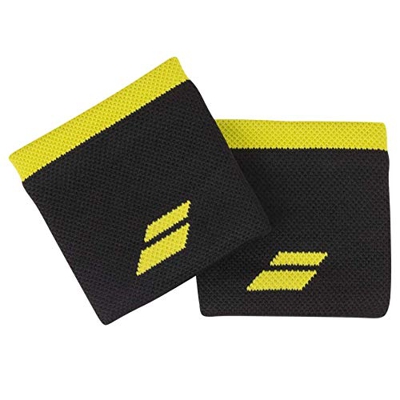 Babolat Logo Wristband Muñequera, Adultos Unisex, Black/Sulphur Spring (Negro), Talla Única