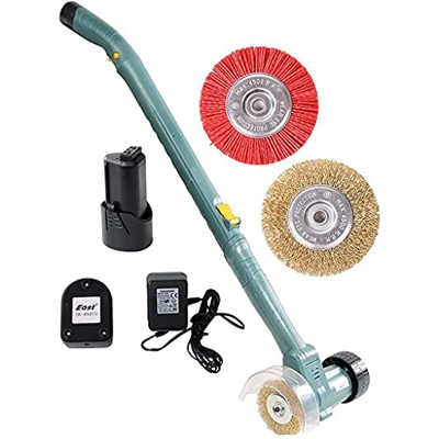 Desyerbador eléctrico a batería con kit de cepillos de acero intercambiables, mango telescópico, limpiador de terrazas de jardín, herramienta para des