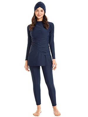 seafanny Traje de baño musulmán de 3 Piezas para Mujer con Cubierta Completa Hijab Burkini Modesto Traje de baño