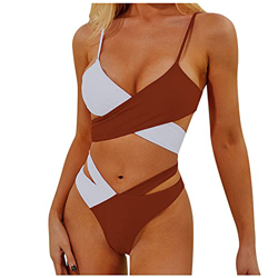 Emeinkei Bikini Swimwear Swimsuit Set Womens Suit Bra Bathing Beachwear Push-up Padded Women's Dress (Coffee, S) en oferta