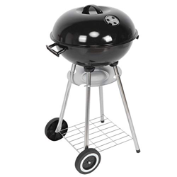 Dioche Barbacoa de carbón redonda, 43 cm de diámetro, con tapa, estante y ruedas, ideal para camping y fiestas, ABS + acero inoxidable, color negro en oferta