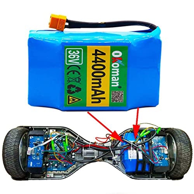 Okoman Bateria Hoverboard, Batería 36v 4.4ah, 4400mah Recargable De Iones De Litio, para Monociclo Eléctrico De Auto Equilibrio Scooter Hoverboard