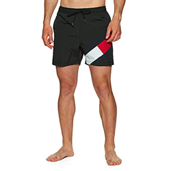Tommy Hilfiger Colour-Blocked Slim Fit Mid Length Swim Shorts Bañador, Black, XL para Hombre en oferta