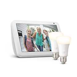 Echo Show 8 (1.ª generación, modelo de 2019), Tela de color gris claro + Philips Hue White Pack de 2 bombillas inteligentes, compatible con Alexa - Ki características