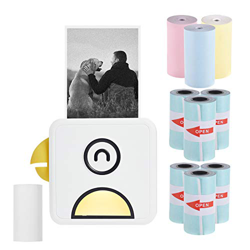 Bisofice mini impresora para movil,Impresora fotográfica térmica de bolsillo Poooli L1 200ppp Recibo inalámbrico BT portátil con 6rollos de papel térm precio