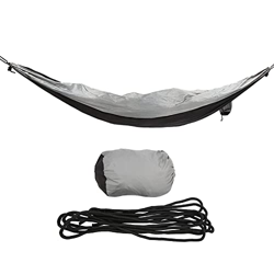 Jenngaoo Hamaca para Acampar, Mochilero de Nailon Doble, Ligero y Portátil Negro, para Viajes al Aire Libre, Playa precio