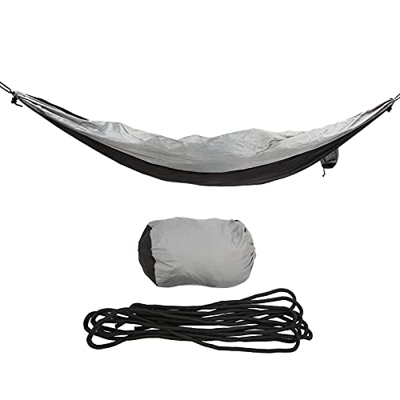 Jenngaoo Hamaca para Acampar, Mochilero de Nailon Doble, Ligero y Portátil Negro, para Viajes al Aire Libre, Playa