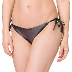 Calvin Klein String Side Tie-Metallic Bragas de Bikini, Plata, L para Mujer en oferta