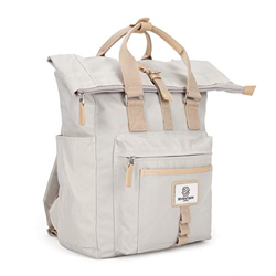 SEVENTEEN LONDON – Mochila 'Canary Wharf' Moderna y Elegante en Crema en el Estilo Plegable y Enrollado computadora portátil de hasta 13" precio