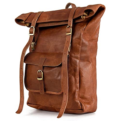 Berliner Bags Mochila de Cuero Leeds Mochila Portátil Hombres y Mujeres Marrón Vintage (Marrón M)
