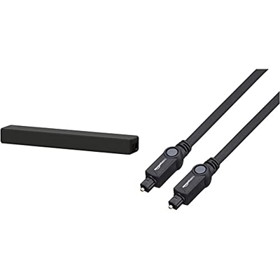 Sony HTSF200, Barra de Sonido Compacta con Subwoofer Integrado y Bluetooth, Inalámbrico, Negro + Amazon Basics Cable óptico de Audio Digital Toslink (