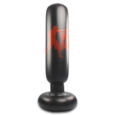 Geagodelia Saco de Boxeo Hinchable de Pie para Adultos y Adolescentes Columna de Boxeo Inflable con Base Gruesa para Ejercicio y Alivio del Estrés (16