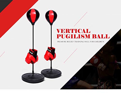 Punching Ball sobre pie - Set de saco de boxeo para niños de 5 años - Punching Ball ajustable, bomba para entrenamiento de boxeo, altura máxima 105 cm