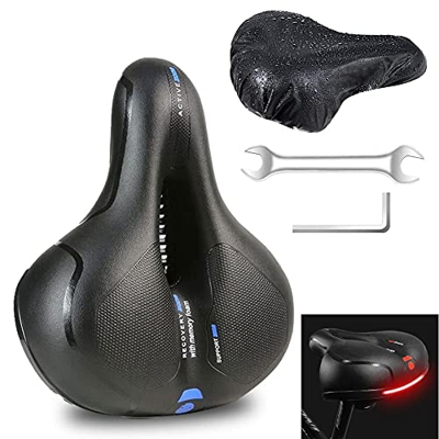 Sillín de Bicicleta, Asiento de Bici de Gel, Sillín de Bicicleta Cómodo Impermeable con Amortiguadores, Cojín Ergonómico con Marca Reflectante, para B