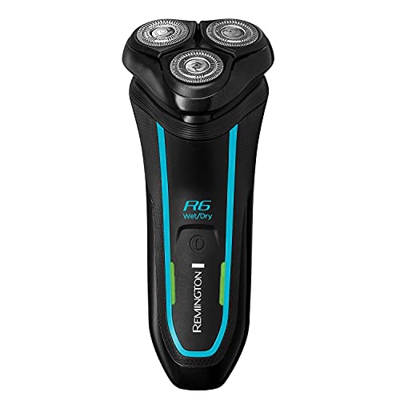 Remington R6 Style Series Aqua Afeitadora Eléctrica para Hombres - 100% Impermeable Rotativa Inalámbrica con Carga USB y Cortadora Pop-Up R6000